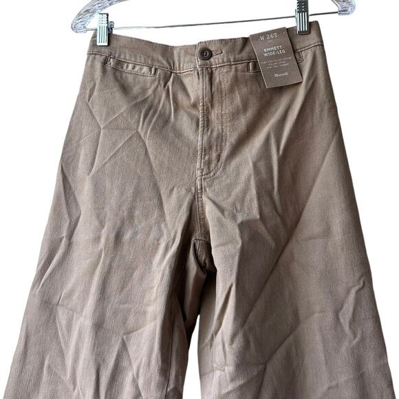 madewell the tall emmett wide-leg crop pant: welt pocket size t26 drill khaki - Picture 5 of 7